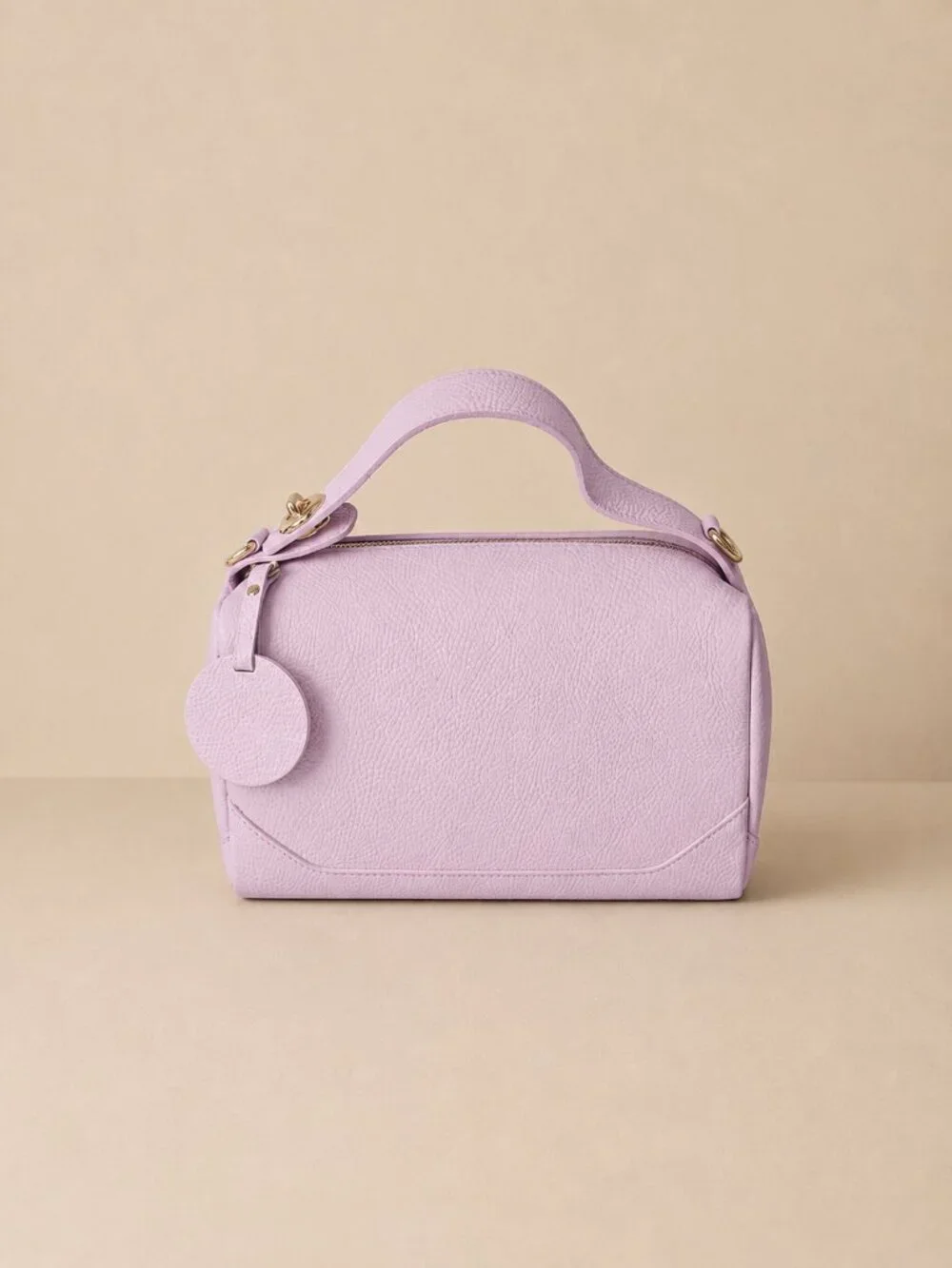 Lilac Italian Leather Crossbody Bag, Pastel Shoulder Bag, Minimalist Purse